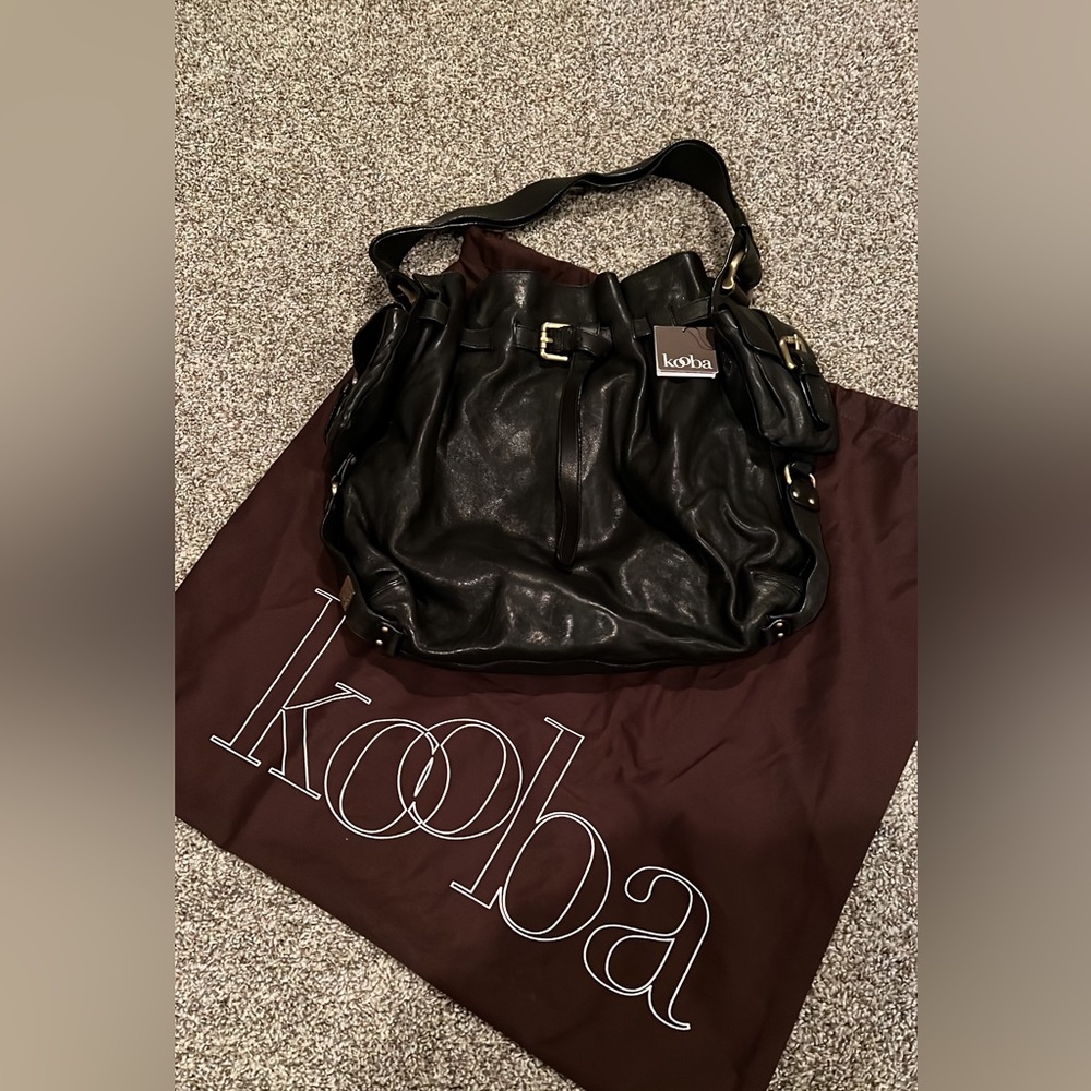 Gorgeous Kooba Sophia  black leather shoulder bag with Gold hardware LIKENEW